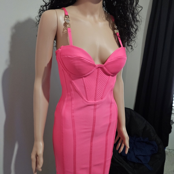 Fashion Nova Hot Pink Midi Dress - Picture 2 of 3